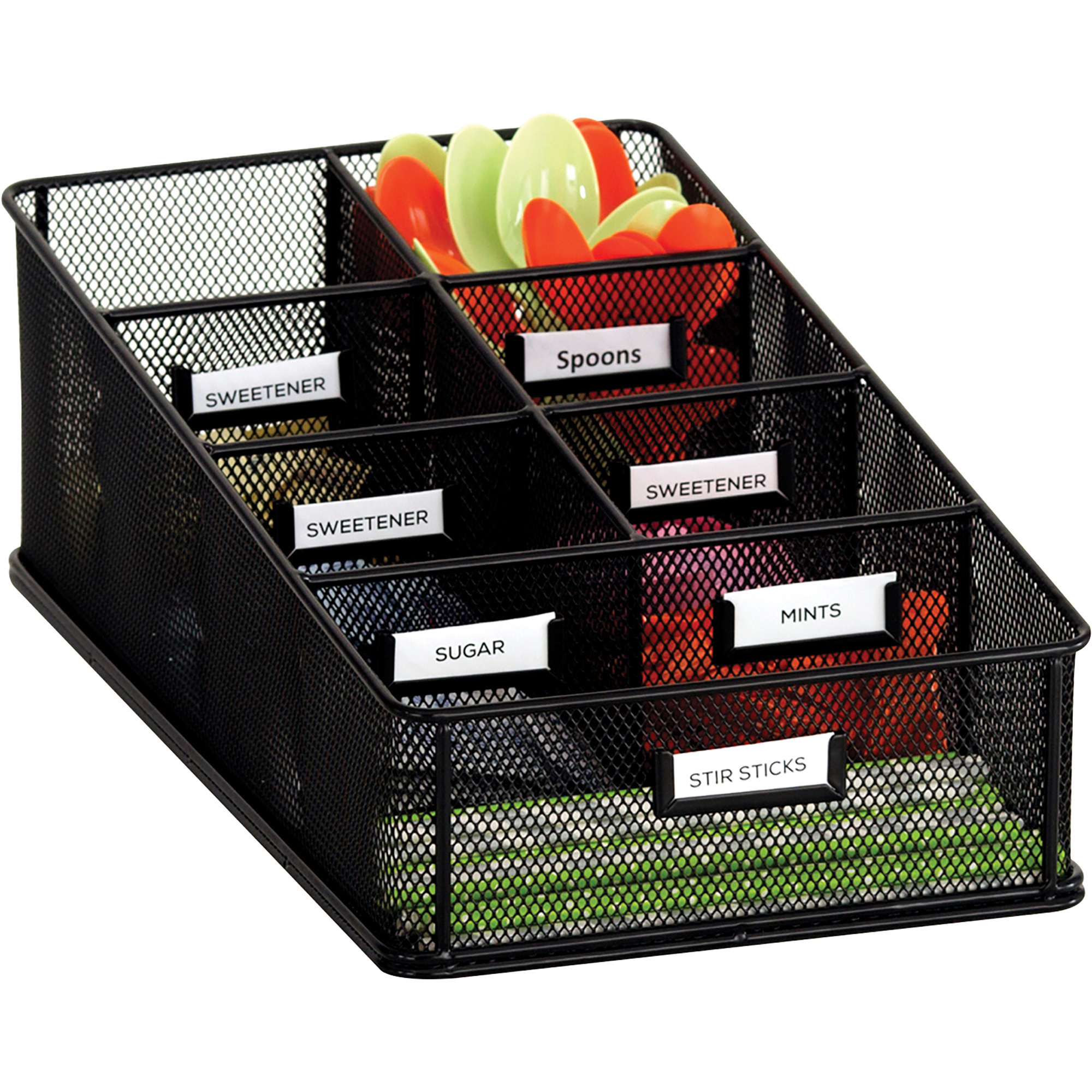 Safco Onyx Condiment Carton, 7 Compartments, Black, Model# 3291BL